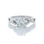 18k White Gold Single Stone Diamond Ring With Marquise Set Shoulders (1.00) 1.16 Carats