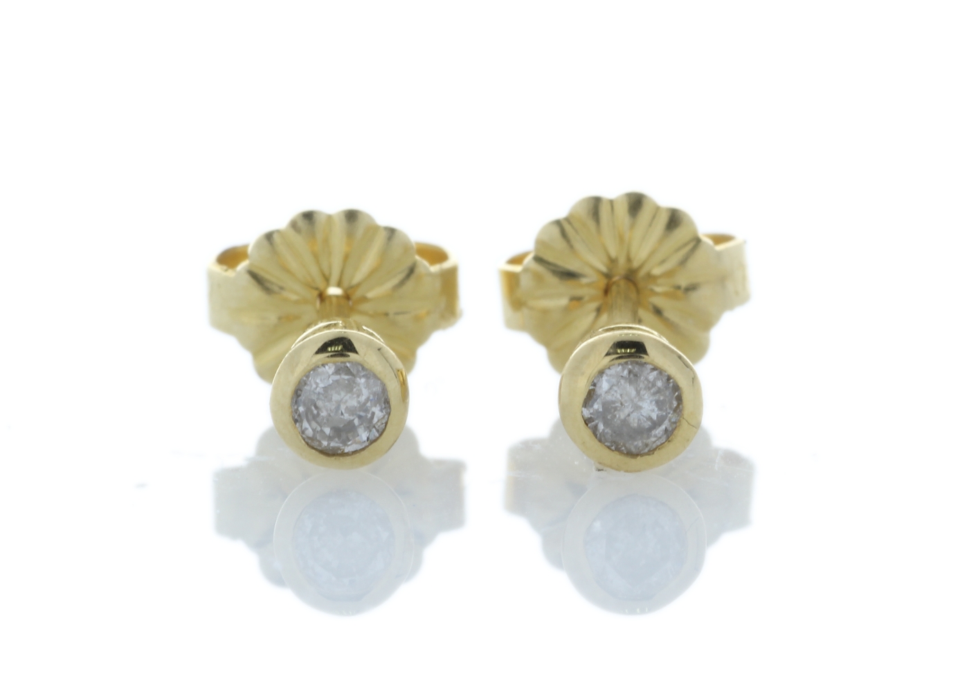 18k Yellow Gold Single Stone Rub Over Set Diamond Earring 0.33 Carats