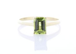 9k Yellow Gold Single Stone Emerald Cut Peridot Ring 0.95 Carats