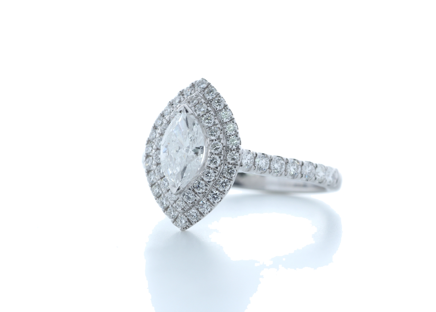 18k White Gold Marquise Diamond Halo Ring 1.15 (0.52) Carats - Image 2 of 5