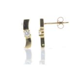 9k Yellow Gold Wave Diamond Set Earrings 0.20 Carats