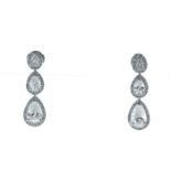 18k White Gold Pear Shape Diamond Drop Earrings 3.43 Carats