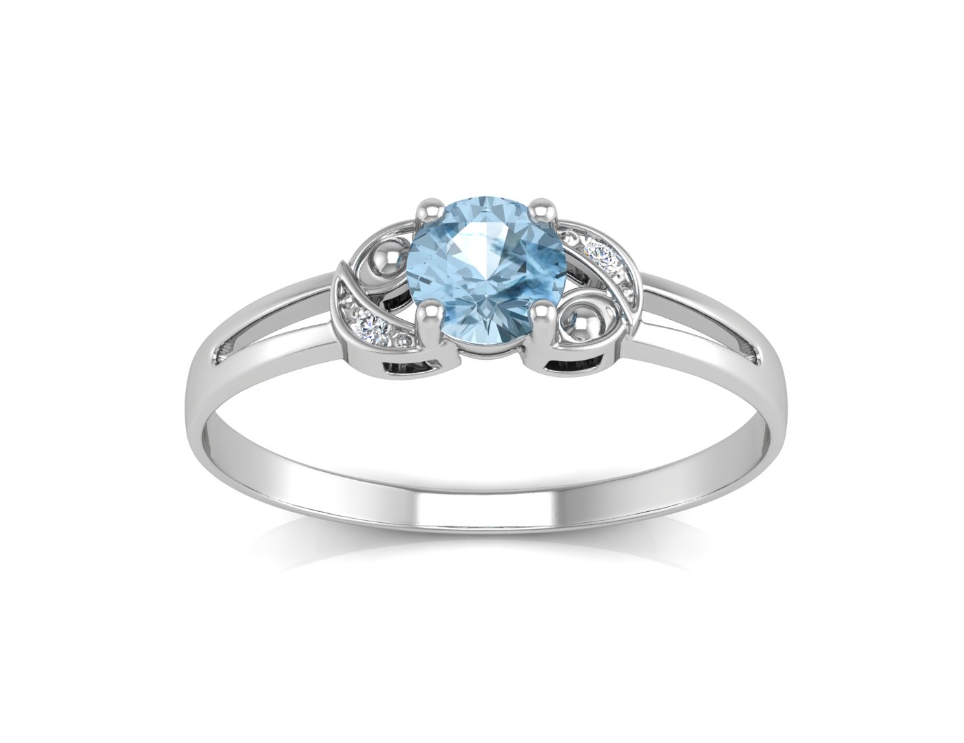 9k White Gold Fancy Cluster Diamond And Blue Topaz Ring 0.01 Carats - Image 3 of 4