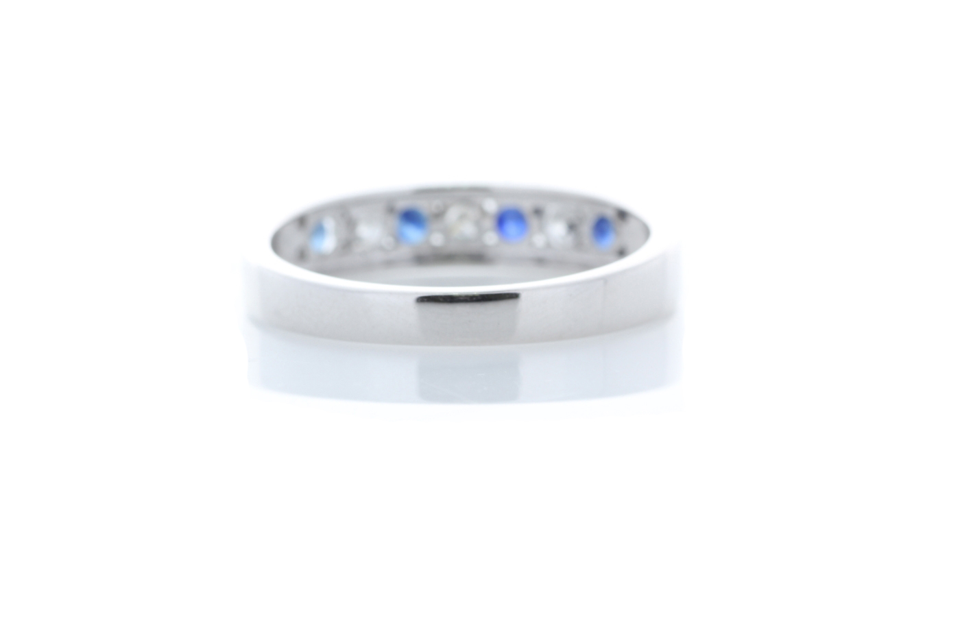 9k White Gold Channel Set Semi Eternity Diamond And Sapphire Ring 0.25 Carats - Image 3 of 4