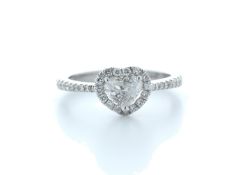 18k White Gold Heart Shape Diamond With Halo Setting Ring 0.77 (0.45) Carats