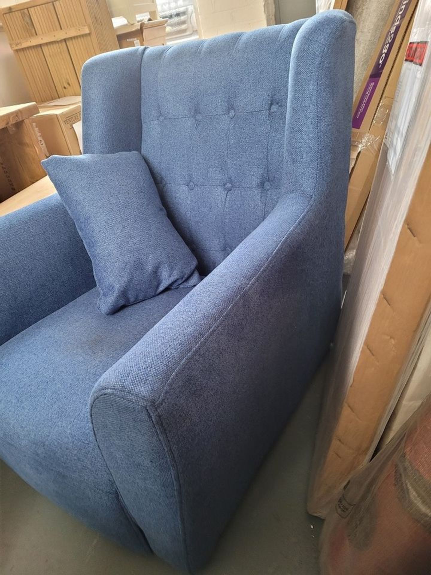 Blue fabric armchair side chair - Image 4 of 4