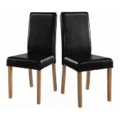 2 black faux leather dining chairs