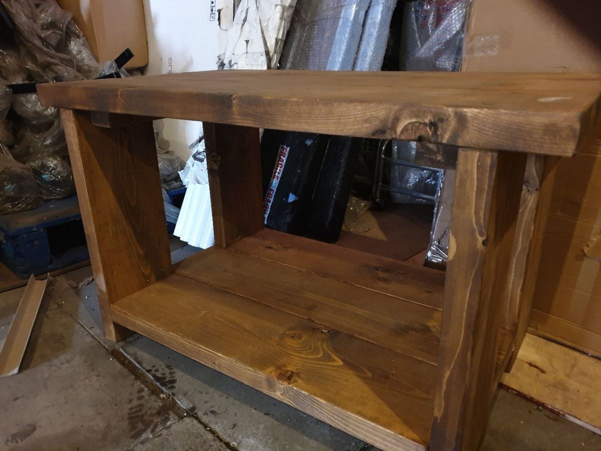 Solid wood rustic table tv unit - Image 3 of 5