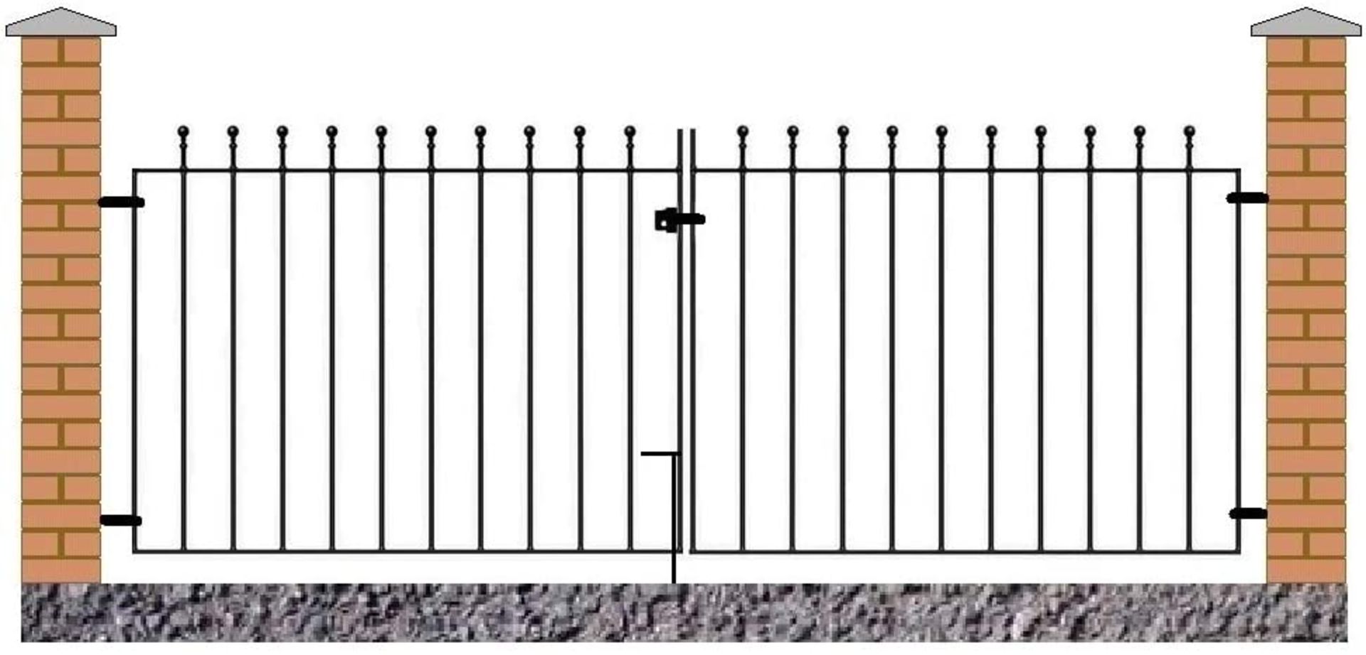 Manor Ball Top Metal Driveway Gates height 110 cm width 240cm (2 x 120cm)