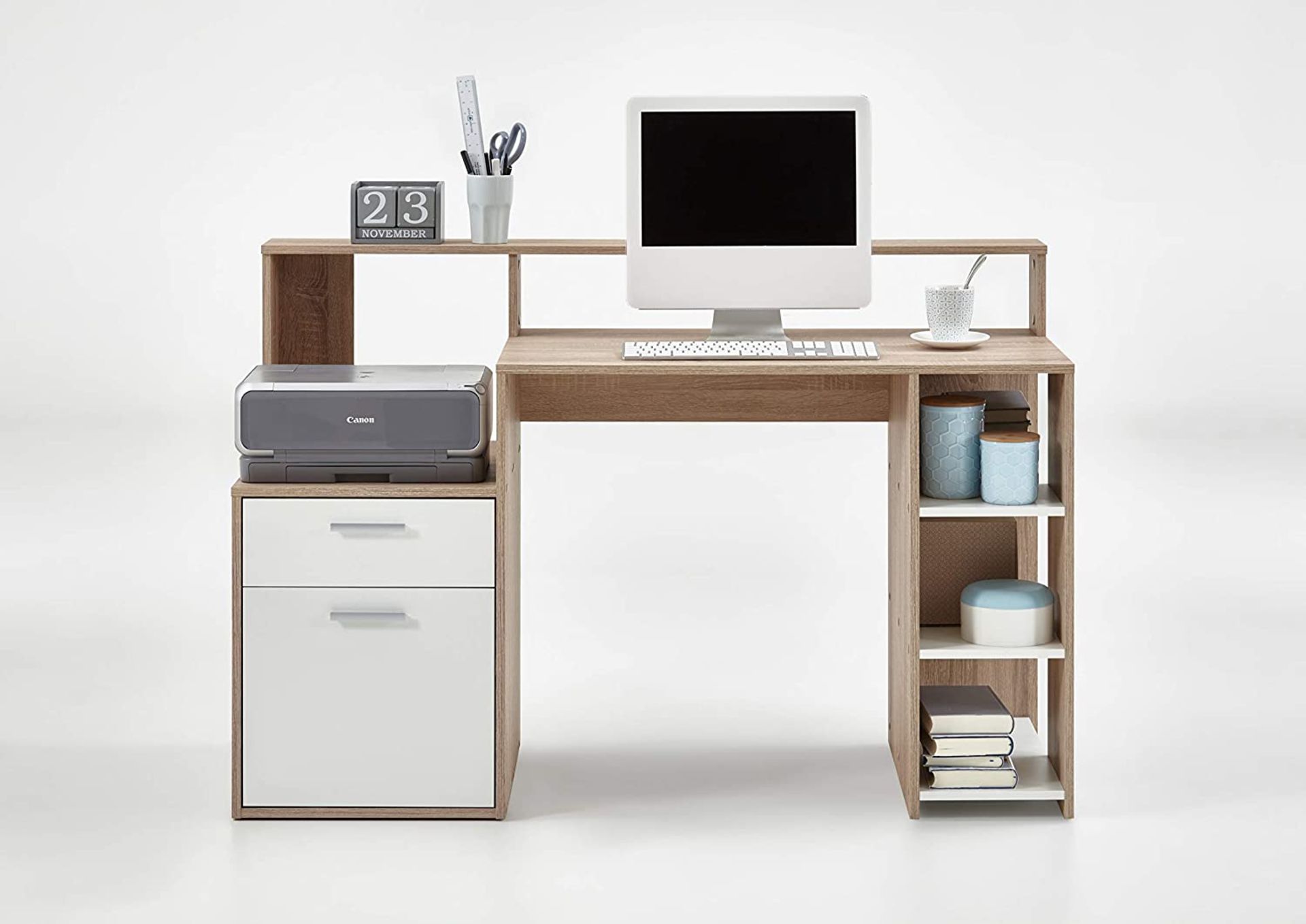 FMD Elton Desk 139 cm - Oak-White - Image 2 of 4