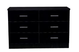 REFLECT 3+3 Drawer Chest of Drawers in Gloss Black