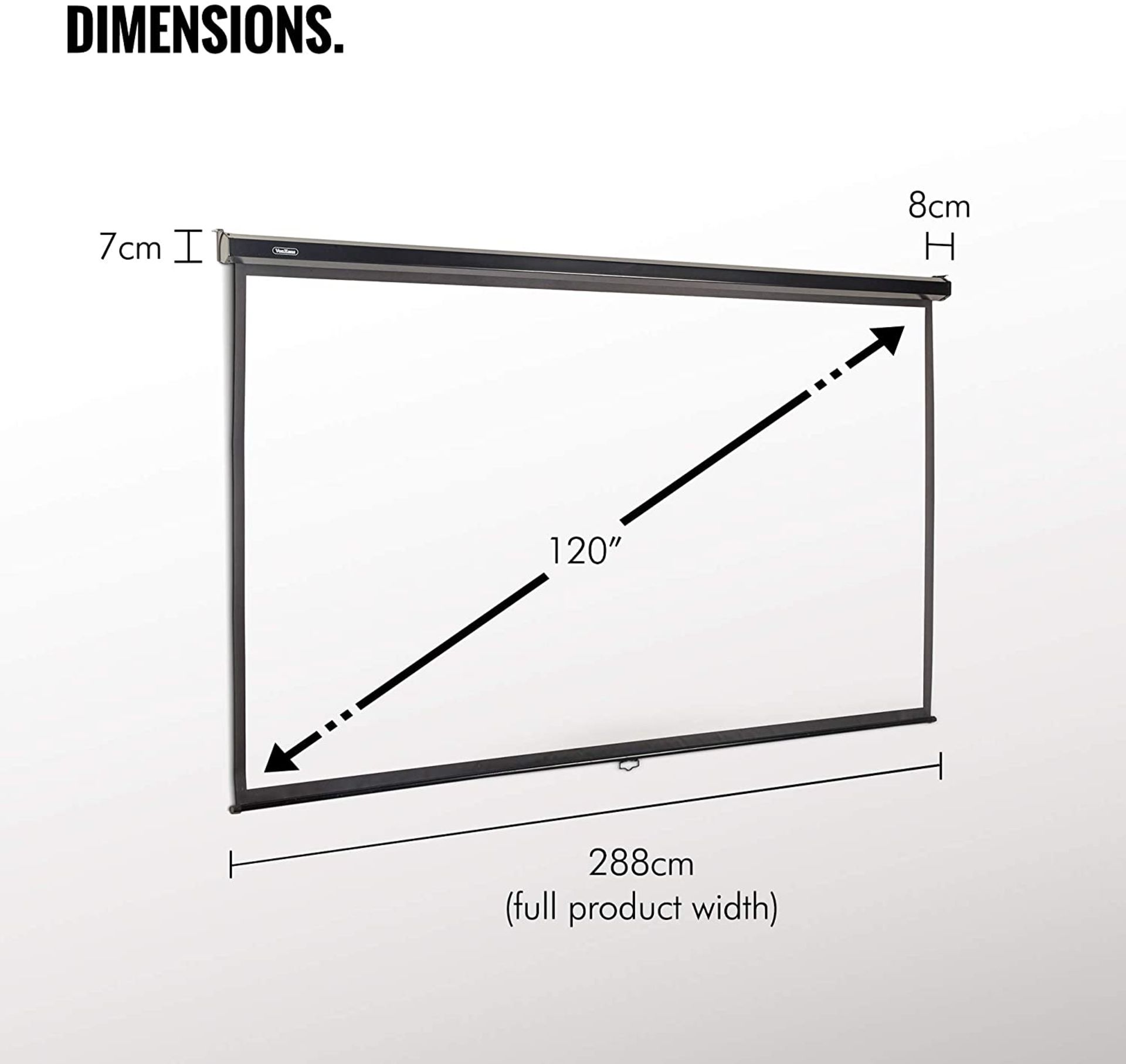 VonHaus 120-Inch Pull-Down Projector Screen - 16:9 Aspect Ratio - 1.1 Screen Gain Rating small scuff - Image 2 of 3