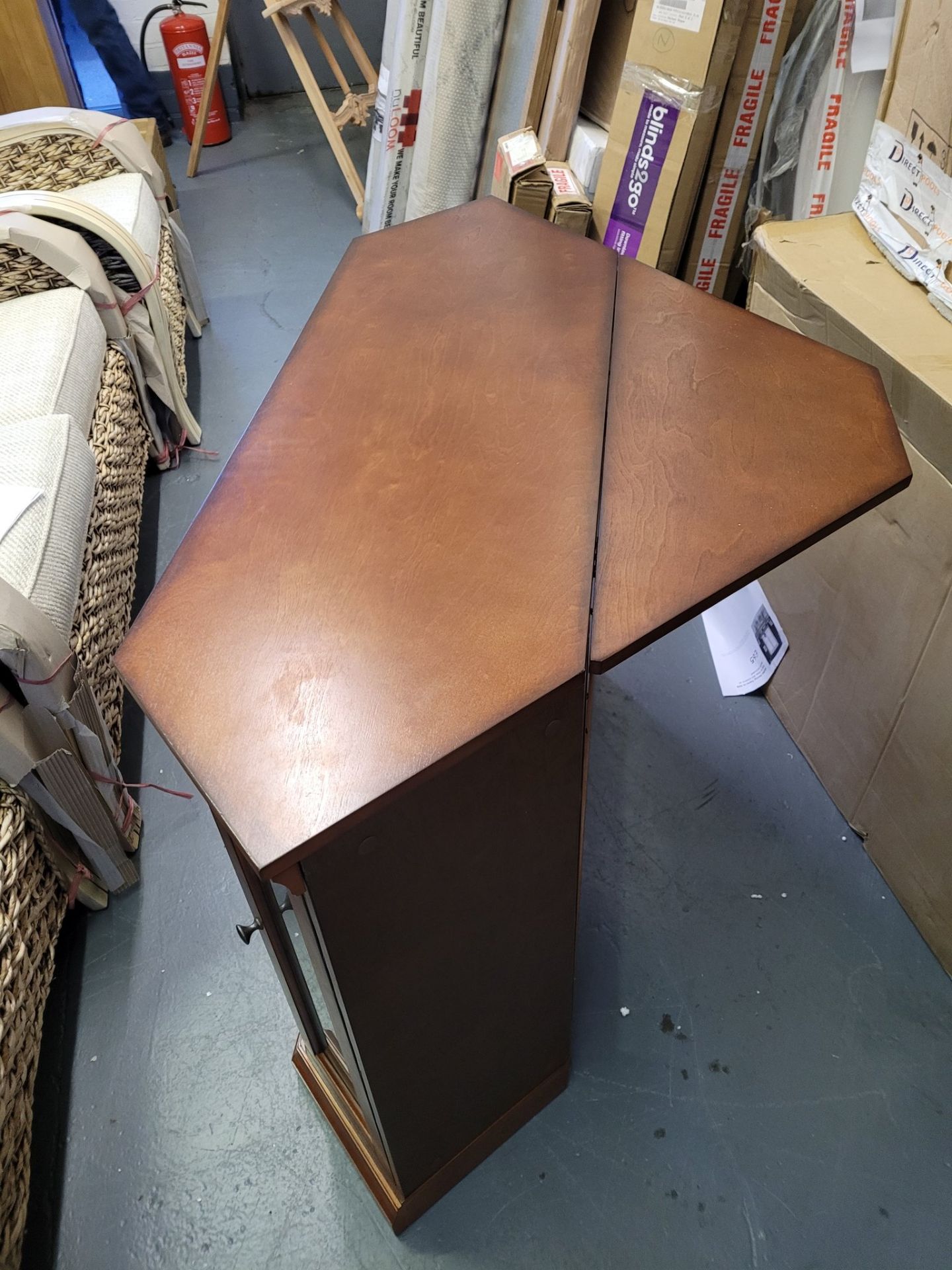 Brown Mahogany Corner Media Console Cabinet - Image 3 of 6