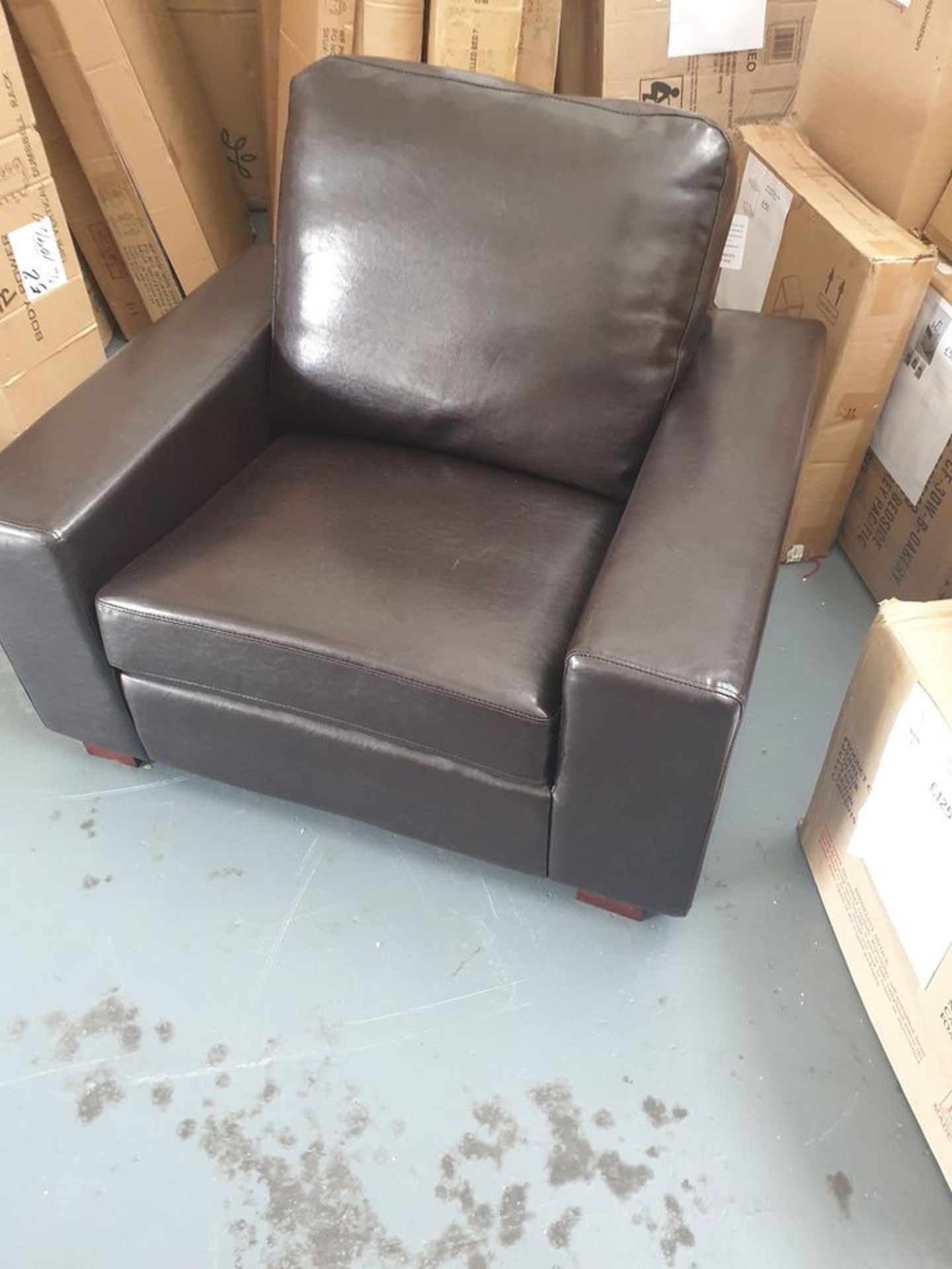 Chocolate Brown Faux Leather Armchair