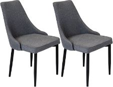 2 x Charles Jacobs Classic Grey Fabric Dining Chairs with Black Legs