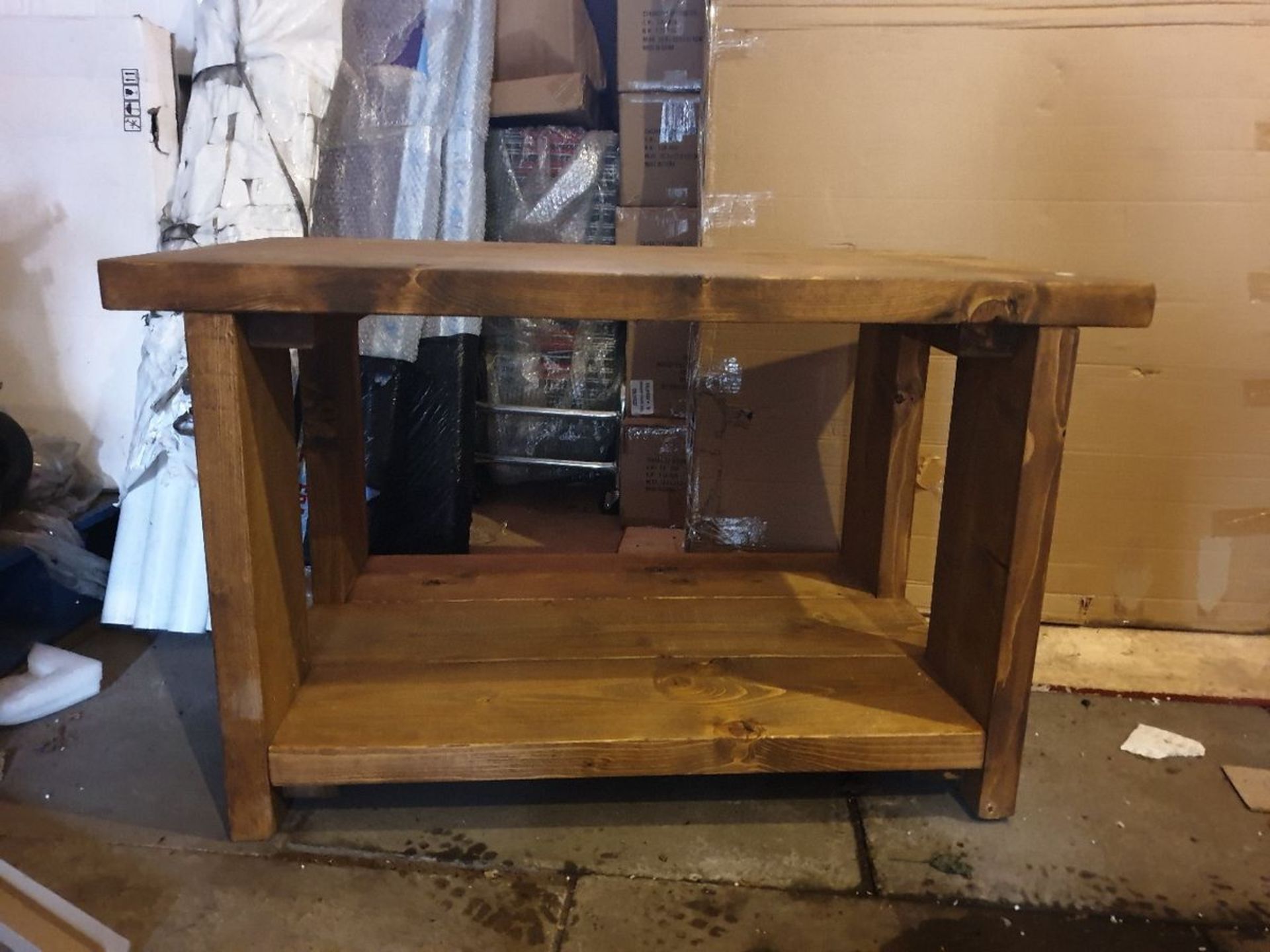 Solid wood rustic table tv unit