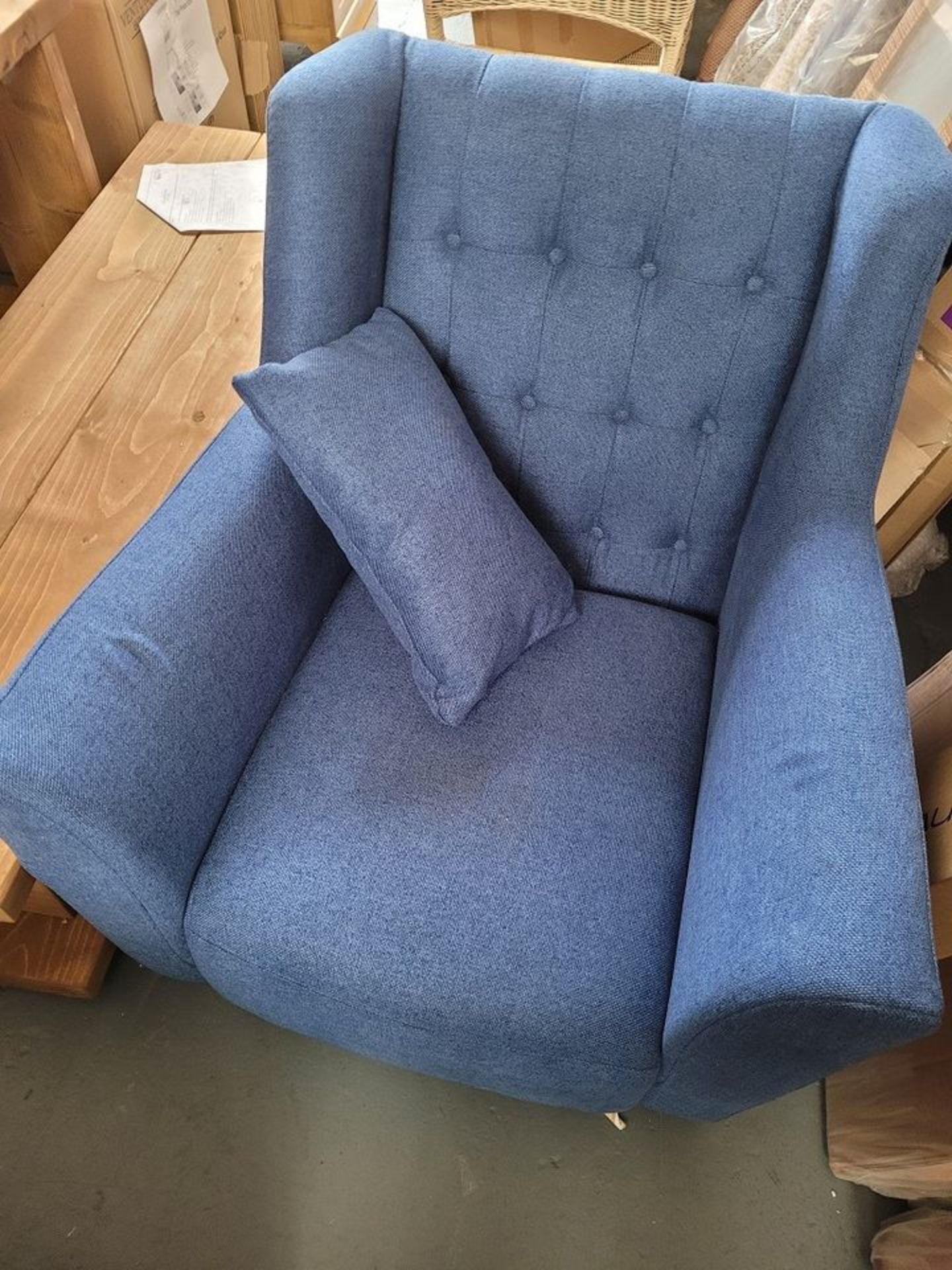 Blue fabric armchair side chair - Image 2 of 4