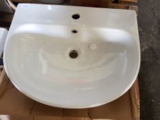 550 x 450mm Ceramic rounded Basin. Can Be Wall Or Pedestal Mounted