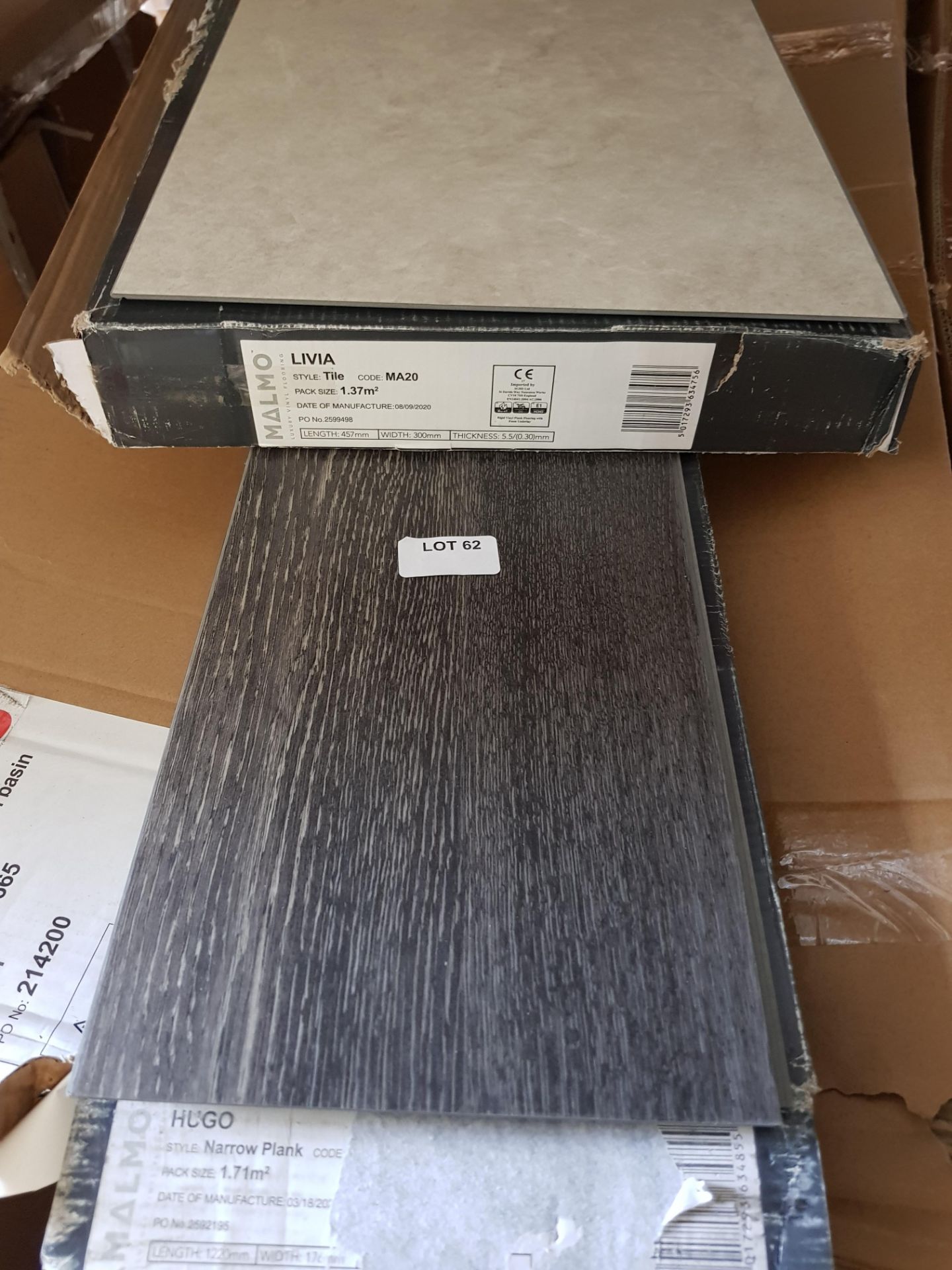 1.7 Meter Square of MALMO Narrow Plank Vinyl Flooring in Anthracite / Dark Grey And 1.37 Square Met - Image 5 of 5