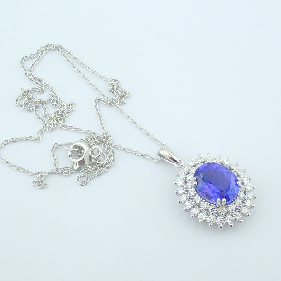 14K White Gold Diamond & Tanzanite Necklace - Image 17 of 17