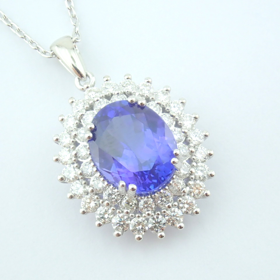 14K White Gold Diamond & Tanzanite Necklace - Image 8 of 17