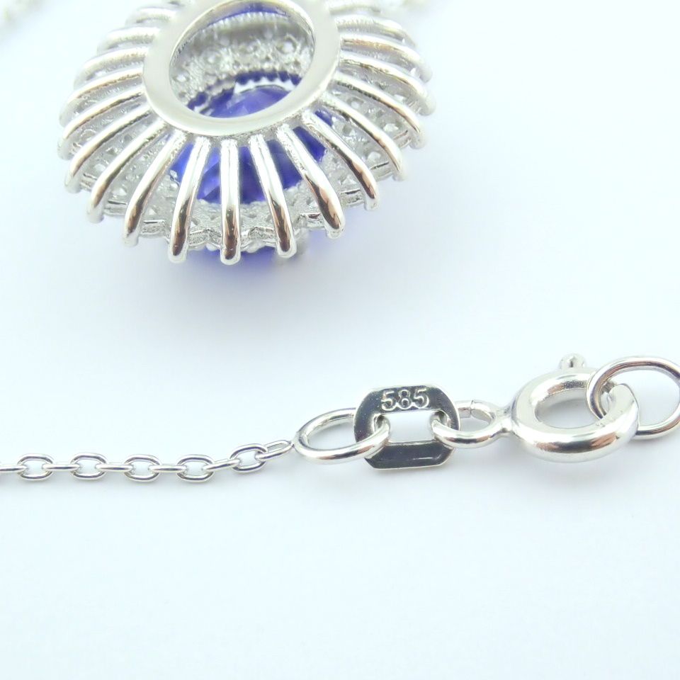 14K White Gold Diamond & Tanzanite Necklace - Image 15 of 17