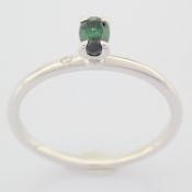 14K White Gold Diamond & Tourmaline Ring