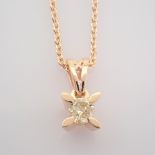 14K Rose/Pink Gold Diamond Solitaire Necklace