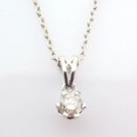 14 kt. White gold - Necklace with pendant - 0.12 Ct. Diamond