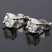 14 kt. White gold - Earrings - 0.66 Ct. Diamond
