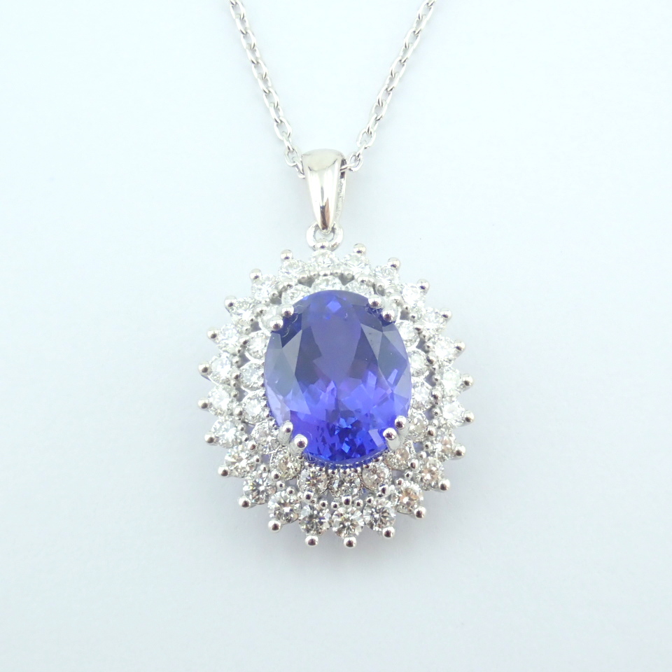 14K White Gold Diamond & Tanzanite Necklace - Image 13 of 17