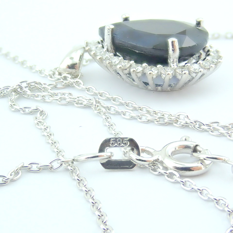 14K White Gold Diamond & Sapphire Necklace - Image 8 of 13
