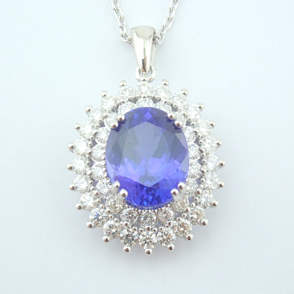 14K White Gold Diamond & Tanzanite Necklace - Image 9 of 17