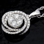 14 kt. White gold - Necklace with pendant - 0.29 Ct. Diamond