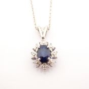 18K White Gold Diamond & Sapphire Necklace