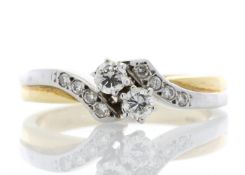 18k Two Stone Twist With Stone Set Shoulders Diamond Ring 0.24 Carats