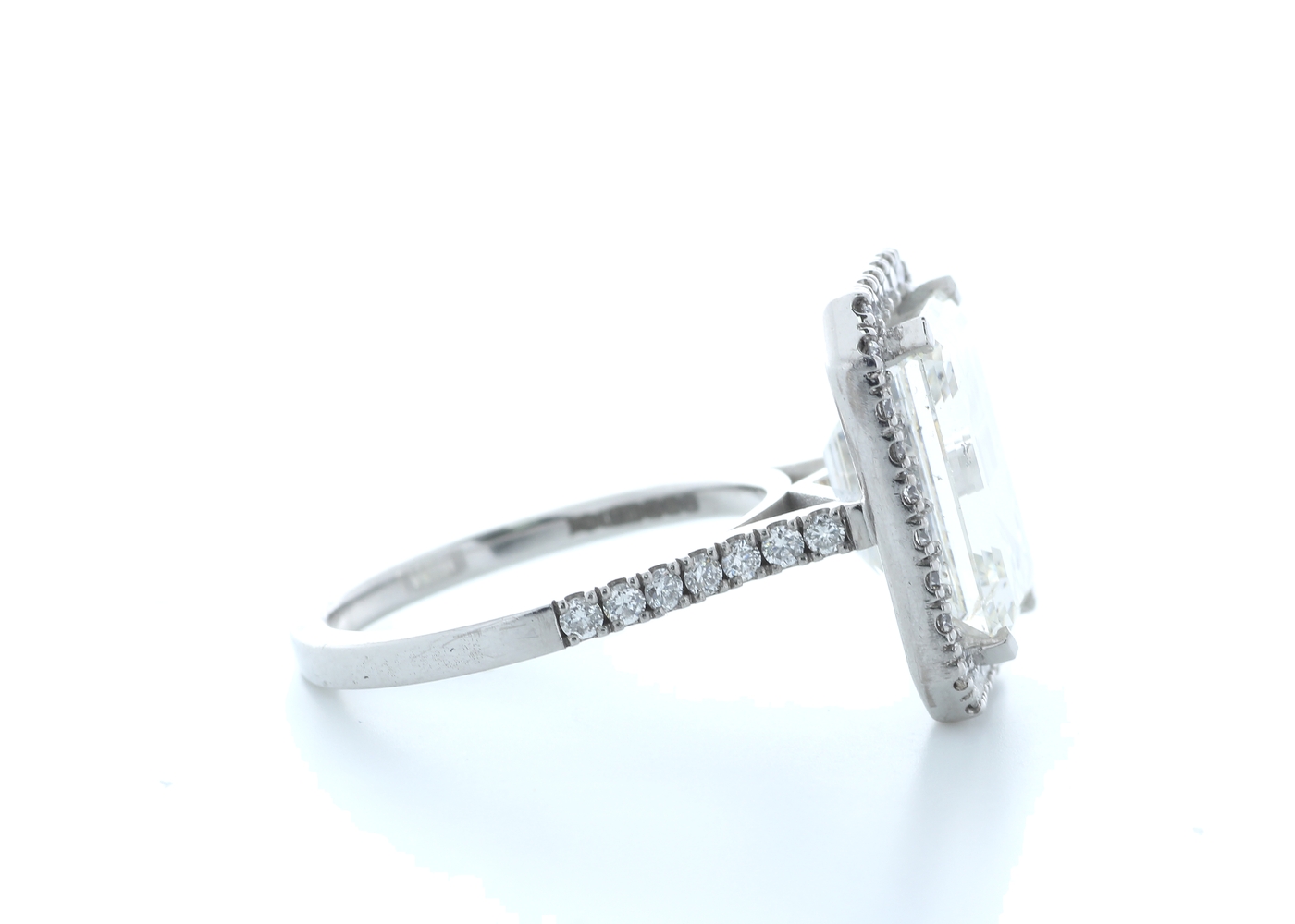 18k White Gold Emerald Cut Halo Diamond Ring 5.85 Carats - Image 4 of 5