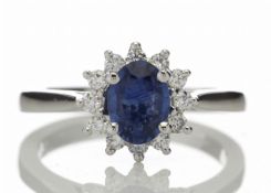 18k White Gold Diamond And Sapphire Cluster Ring 0.25 Carats