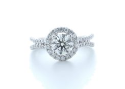 18k White Gold Single Stone With Halo Setting Ring 1.55 (1.00) Carats