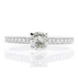 18k White Gold Diamond Ring With Stone Set Shoulders 0.65 Carats