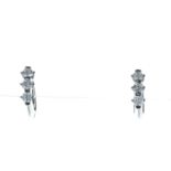 18k White Gold Three Stone Claw Set Diamond Earring 1.16 Carats