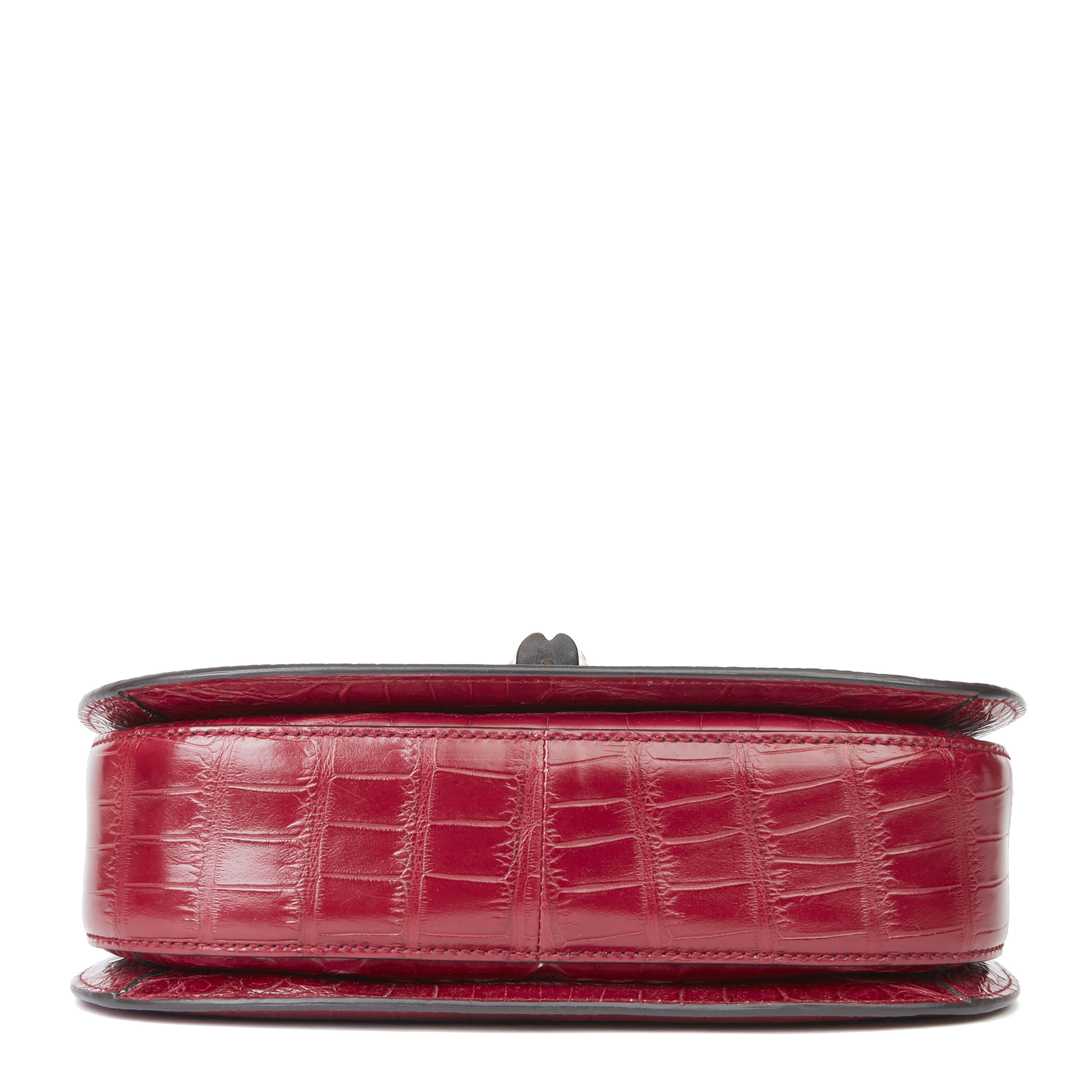 Gucci Burgundy Alligator Leather Bamboo Classic Top Handle - Image 9 of 12