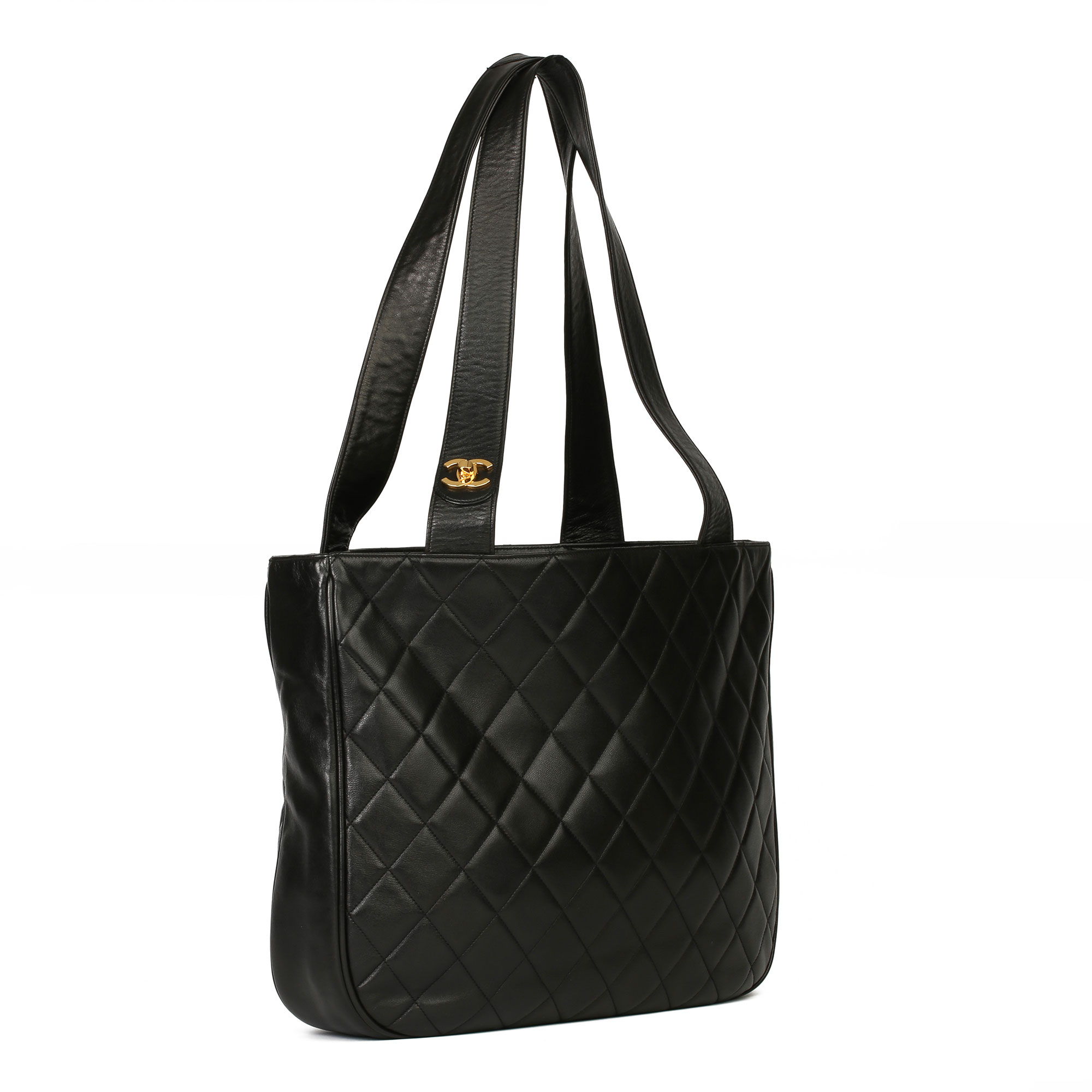 Chanel Black Quilted Lambskin Vintage Classic Shoulder Tote - Image 13 of 13