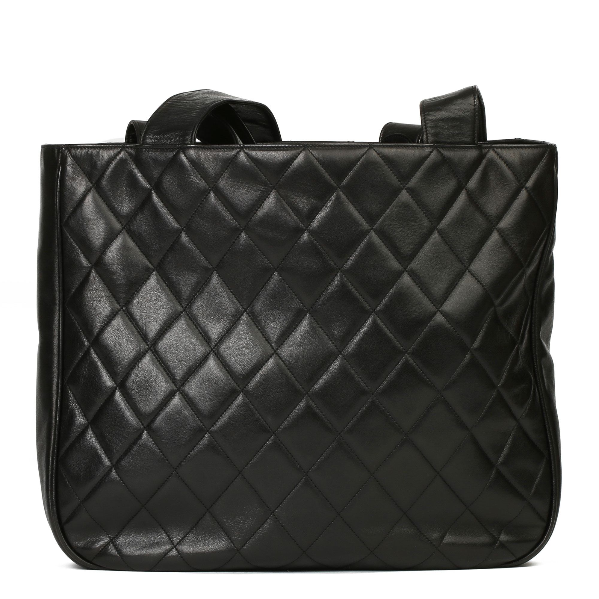 Chanel Black Quilted Lambskin Vintage Classic Shoulder Tote - Image 10 of 13