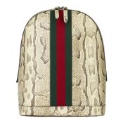 Gucci Natural Animalier Python Leather & Web Backpack