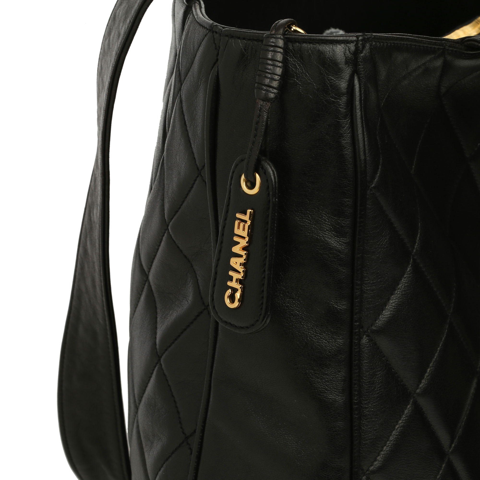 Chanel Black Quilted Lambskin Vintage Classic Shoulder Tote - Image 7 of 13