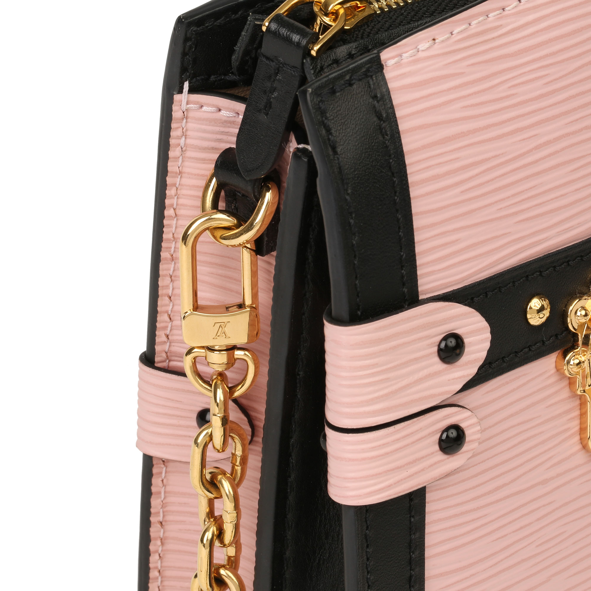 Louis Vuitton Rose Ballerine Epi Leather & Black Calfskin Leather Trunk Clutch - Image 7 of 12