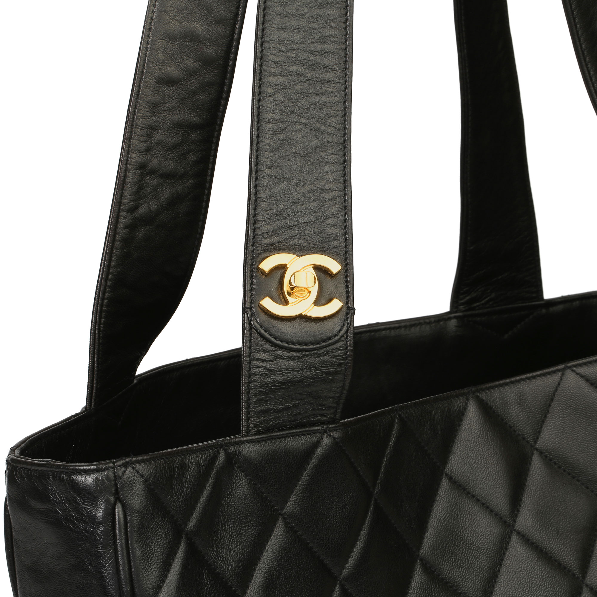 Chanel Black Quilted Lambskin Vintage Classic Shoulder Tote - Image 8 of 13