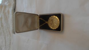 1977 Gold Plated Royal Mint Crown Pendant & Necklace