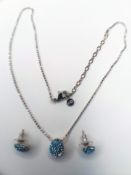 Swarovski Blue Crystal Necklace & Earrings